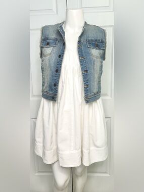 American Rag Cropped Denim Vest Size XL Coastal Cowgirl Backyard BBQ